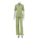 Women's Clothing Short-sleeved Shirt Elegant Pleated High Waist Wide-leg Pants Set_ecoleips.com