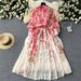 Elegant Floral Print Dress -Inspired Long Sleeve Wrap Dress (S-XXL, Chiffon, A-Line Silhouette)_ecoleips.com
