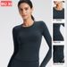 Women's Slim Fit Long Sleeved Yoga Top Quick Drying Sports T-Shirt For Fitness Running Training_ecoleips.com