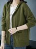 Women Lightweight Breathable Hooded Zip Knit Cardigan Oversized Loose Long Sleeve Pocket Knit Jacket_ecoleips.com