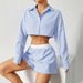 AD494 European American Cross-border Summer Autumn New Fashion Striped Casual Comfortable Cardigan Blue And White_ecoleips.com