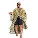 Women's Printed Long Sleeve Trench Coat Casual Loose Kimono Style For Autumn American Fashion Elegant Polyester_ecoleips.com