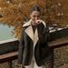 Women's Faux Fur Lined Reversible Stand Collar Long Sleeve Jacket - Winter Fashion Outerwear For Street Style (Black, Brown, Beige)_ecoleips.com