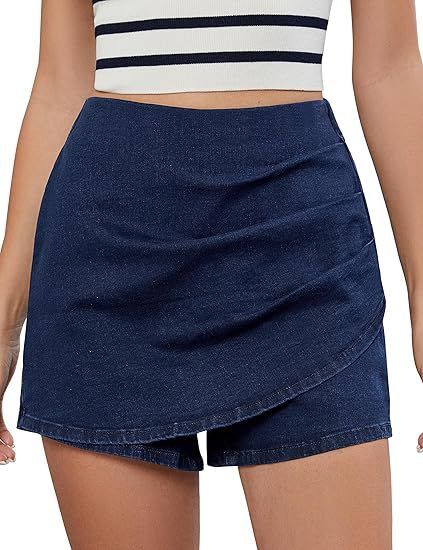 Women's Clothing Denim High Waist Pull On Fashion Casual Stretch Denim Skirt_ecoleips.com