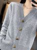 K New Pure Color Simple Knitted Sweater With Heart Button V-neck Women's Cardigan Loose Sweater Coat._ecoleips.com