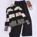 Women's Clothing Early Spring Stylish Age Reducing Striped V Neck Knitted Cardigan + Color High Waist Wide Leg Pants Fashionable Two Piece Suit_ecoleips.com