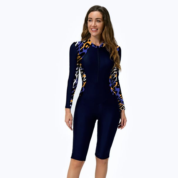 Women's Clothing One Piece Long Sleeved Sun Proof Competitive High Elastic Fabric Zipper Printing_ecoleips.com