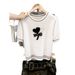 Women's Clothing Bow Tie Knitted T-Shirt For Women Short-Sleeved Summer Top Super Cute Design Real Photos_ecoleips.com