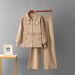 Women's Polo Collar Fashion Suit Cross Border Style Sweater Belt Cardigan Top with High Waisted Wide Leg Pants Two Piece Set for Autumn Winter_ecoleips.com