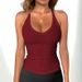 2025 European And American Cross-border Women's Ribbed Tank Top, Summer Basic Style, Sexy Slim-fit Camisole With V-neck_ecoleips.com