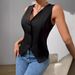New Sleeveless Vest For Women, Slim Fit V-Neck Casual Blazer Vest, Lightweight Polyester Layering Piece For Office & Daily Wear_ecoleips.com