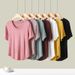 Modal Short-sleeved T-shirt Women's Summer New Korean Version Round Neck Slim-fitting Round Arc Pleated Top With Women's Bottoming Shirt_ecoleips.com