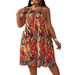 plus Size Fashion Women's Sleeveless Printed Dress European And American Style Vacation Skirt 2025 Foreign Trade Cross Border_ecoleips.com
