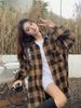 Cross-border Plaid Shirt For Women, Autumn Women's Clothing, Popular Blouse Tops, Thin Cardigan, Japanese-style Sun_ecoleips.com
