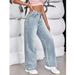 Women's American Straight Leg Jeans - Oversized High Waist Wide Leg Trousers For Summer_ecoleips.com