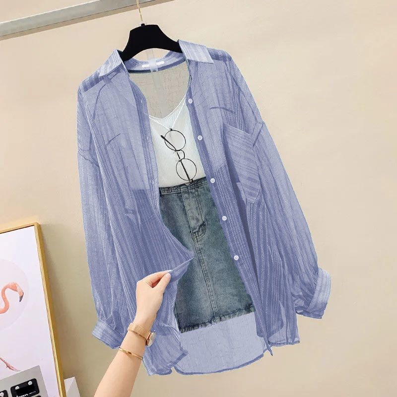 Women's Clothing New Loose Sun Protection Shirt For Women Summer Thin Outer Wear Fashion Chiffon Shirt Temperament Tops For Women_ecoleips.com