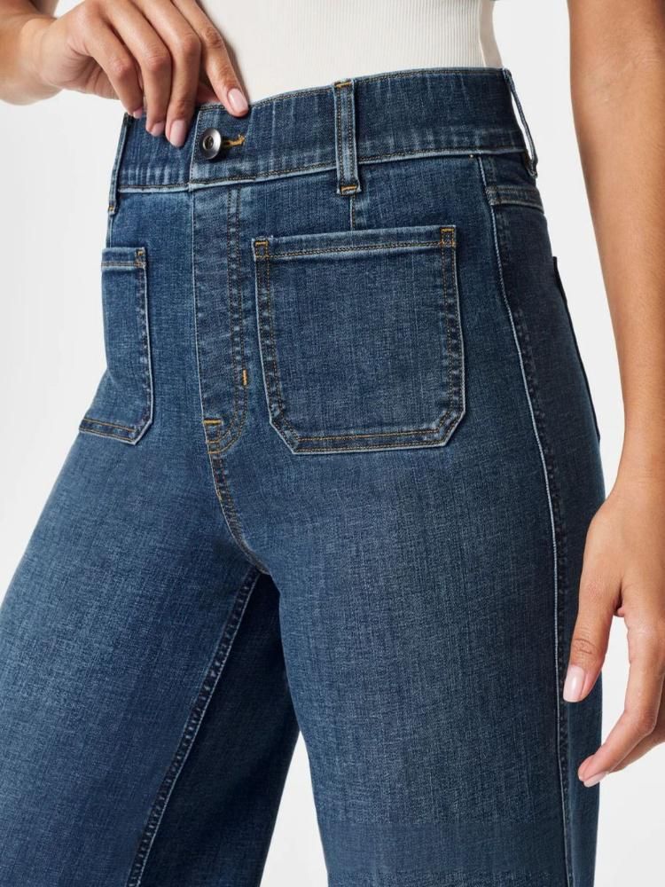 Women's Clothing Tummy Control Cropped Wide Leg Jeans_ecoleips.com