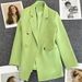 Women's Clothing Brown Women's Korean Style Suit Jacket Loose Straight Cut Elegant Slimming Petite Outerwear Spring Autumn_ecoleips.com