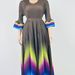 Women's Plus Size Dress Elegant V Neck Gradient Color Long Dress For Autumn Stylish_ecoleips.com