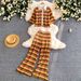 Women's Relaxed Striped Knit Top And Wide Leg Pants Two-Piece Set Fashionable Summer Outfit_ecoleips.com