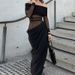 Women's Clothing Summer New Long Skirt Temperament Sexy One Shoulder Mesh Hollow Dress For Women_ecoleips.com