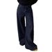 American-style Autumn And Winter Washed Pleated Design Curved Cut Jeans For Women, High-waisted, Loose, Slimming,_ecoleips.com