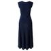 Elegant Ribbed Knit Midi Dress Sleeveless round Neck Bodycon Slimming Stretch Jersey Fabric Flared Hem for Women_ecoleips.com