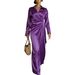 2026 European And American Cross-border Independent Station Long-sleeved Elegant Casual Slit Satin Dress_ecoleips.com