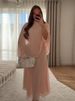 Women New Arrival Gentle Temperament High Neck Loose Flowy Long Sleeve Shawk Design Elegant Casual Dress For Ladies_ecoleips.com