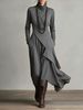 Elegant Front High Neck Knit Dress -Inspired Midi Dress (S-XXXL, 6 Colors, Polyester Blend)_ecoleips.com