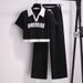 Women's Clothing Casual Sports Suit For Women Summer New Internet Celebrity Fashionable Sweatshirt Wide Leg Pants Running Suit Two Piece Set_ecoleips.com