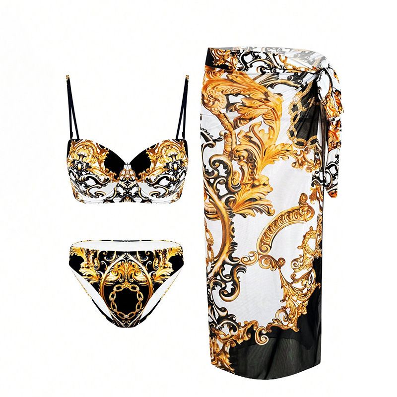 Women’s Clothing Swimwear New Printed Bikini Three Piece Swimsuit Women's Hot Spring Vacation Beach Dress_ecoleips.com