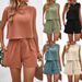 Women's Clothing Fashion Suit Temperament Sleeveless Top Shorts Pants Two Piece Suit_ecoleips.com