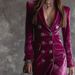 Velvet Blazer Dress With Double-Breasted Buttons – Elegant A-Line Midi Dress For Women, Retro British Style (Wine Red, Sizes S-Xxl)_ecoleips.com