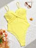 Women's Clothing Yellow Striped Hollow Out Strappy One Piece Swimsuit Women's Bikini For Formal & Casual For Women_ecoleips.com