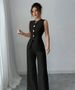 Women's Sleeveless Vest & Wide-Leg Pants Set – 100% Polyester Office Wear (Black, S-XL) | Breathable & Professional Two-Piece Outfit_ecoleips.com