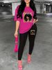 Women's Casual Fashion Letter Pattern Printed Loose T-shirt+cropped Pants Two-piece Home Sportswear Daily Wear-214_ecoleips.com