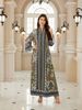 New Middle East Ethnic Style V-Neck Long Sleeve Printed Dress, Loose Fit Maxi Dress For Women, Fashionable And Comfortable_ecoleips.com