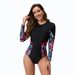Women's One Piece Long Sleeved Swimsuit 2024 European And American Style for Surfing And Diving_ecoleips.com