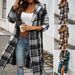 Diyun Foreign Trade Europe And America 2024 Autumn Winter Women's Casual Loose Color-Block Buttoned_ecoleips.com