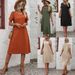 2024 Cross-Border Summer New Arrival Bestseller Cotton Linen Solid Color Loose Round Neck Short Sleeve Dress_ecoleips.com