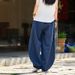 Johnature Summer Solid Color Pockets Loose Pants 2025 New Women Vintage Elastic Waist Cotton Linen Wide Leg Full Length Pants_ecoleips.com
