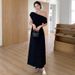 Plu Size Fat MM Pure Deire Off-Shoulder Short Sleeve Women Spring Summer New Wait Slimming High-End Bodycon Long_ecoleips.com