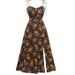 Flowy Floral Wrap Neck Midi Dress For Women - Summer A-Line Sundress With Elastic Waist & Adjustable Straps (Black/Yellow, Red)_ecoleips.com