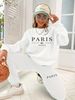 Women's Printed Two Piece Tracksuit, Long Sleeve Pullover Top And Drawstring Waist Pants, Casual Sportswear For Spring And Fall_ecoleips.com