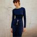 Chic Metallic-Trim High Waist Bodycon Dress - Long Sleeve Round Neck Elegance For Autumn_ecoleips.com