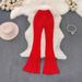 Women's Clothing Elastic Waist Slim Fit Homemade Long Legs Tiger Pattern Low Waist Hot Diamond Sagging Soft Casual Long Flared Pants_ecoleips.com