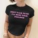 Hot Sale Spice Girl Short T-Shirt Pink Letter Print Button Short Sleeve Top_ecoleips.com