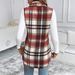 Aria Basics Cross-border European American Autumn And Winter Women's Woolen Plaid Vest Jacket Ins Style Foreign Trade_ecoleips.com