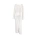 European And American Style White Knitted Sleeve Long Pants Comfortable Breathable Pajama Set Summer New_ecoleips.com